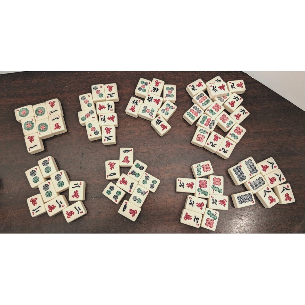 Vintage Mahjong Tiles Replacement Craft Lot Mixed Numbers Characters Dots Cream